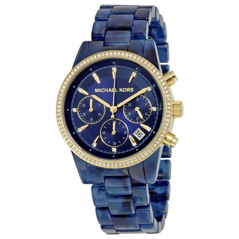 michael kors navy blue silicone watch|Michael Kors Watch blue face.